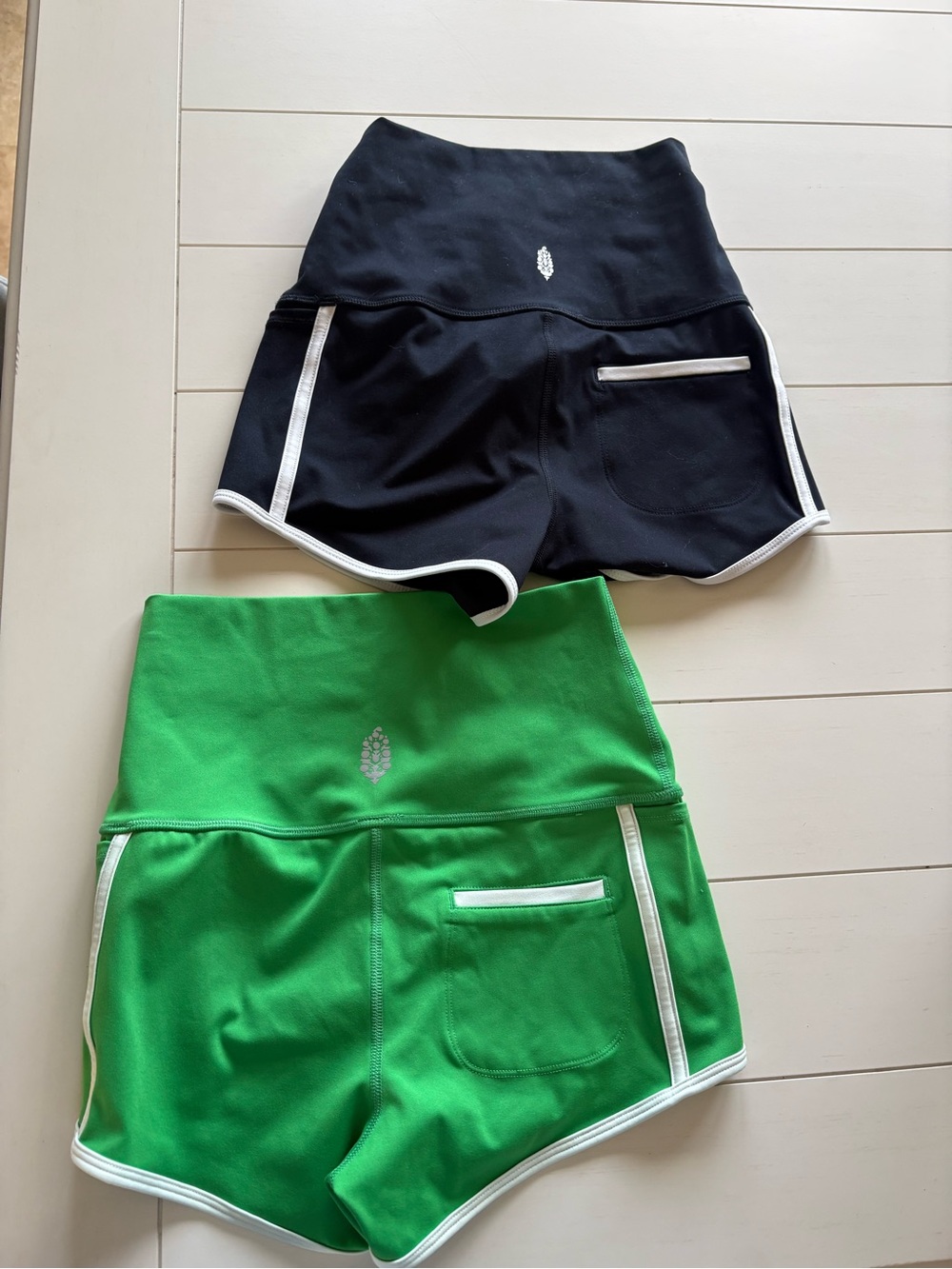 Lot free people movement shorts - Black & Green with White Trim